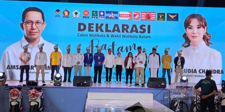 Koalisi 11 Partai Deklarasi Amsakar-Li Claudia, Pilwako Batam Pastikan Calon Tunggal